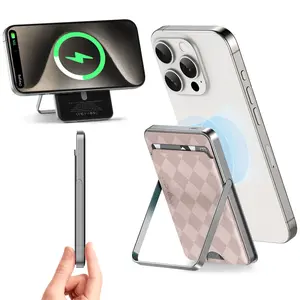 LUCKYDUO Wireless Portable Charger with Wallet/Stand 5000mAh,Ultra Slim Magnetic Battery Pack with Phone Holder,Compact Magnetic Power Bank Compatible with iPhone 16/15/14/13 Series