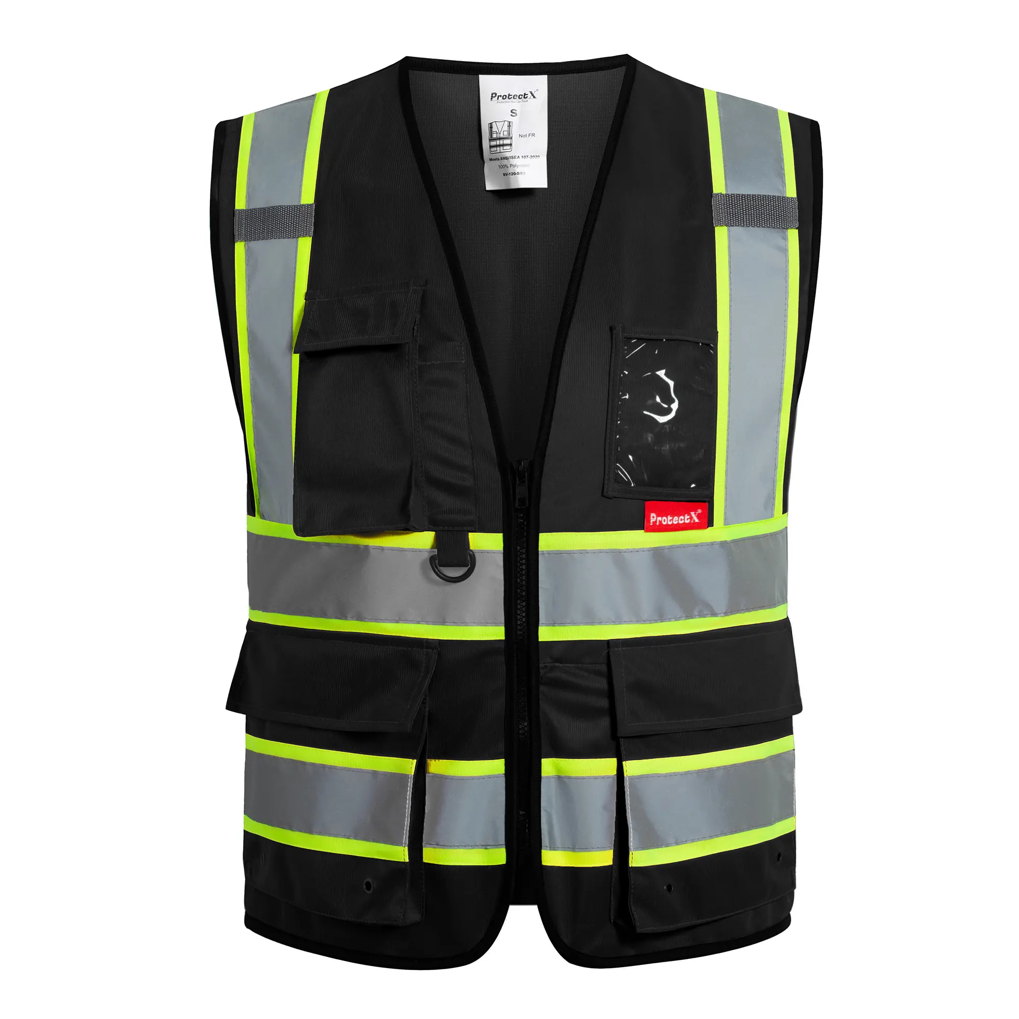 ProtectX 9 Pockets Safety Vest for Men Women High Visibility Reflective Vest for Construction Work Class 2