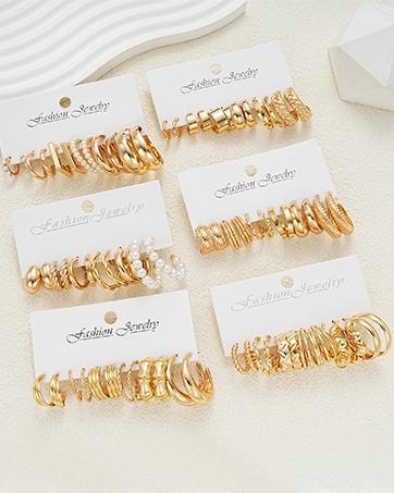 36 Pairs Gold Earrings Set for Women, Fashion Pearl Chain Link Stud Drop Dangle Earrings Multipack Hoop Earring Packs, Hypoallergenic Earrings for Birthday Party Jewelry
