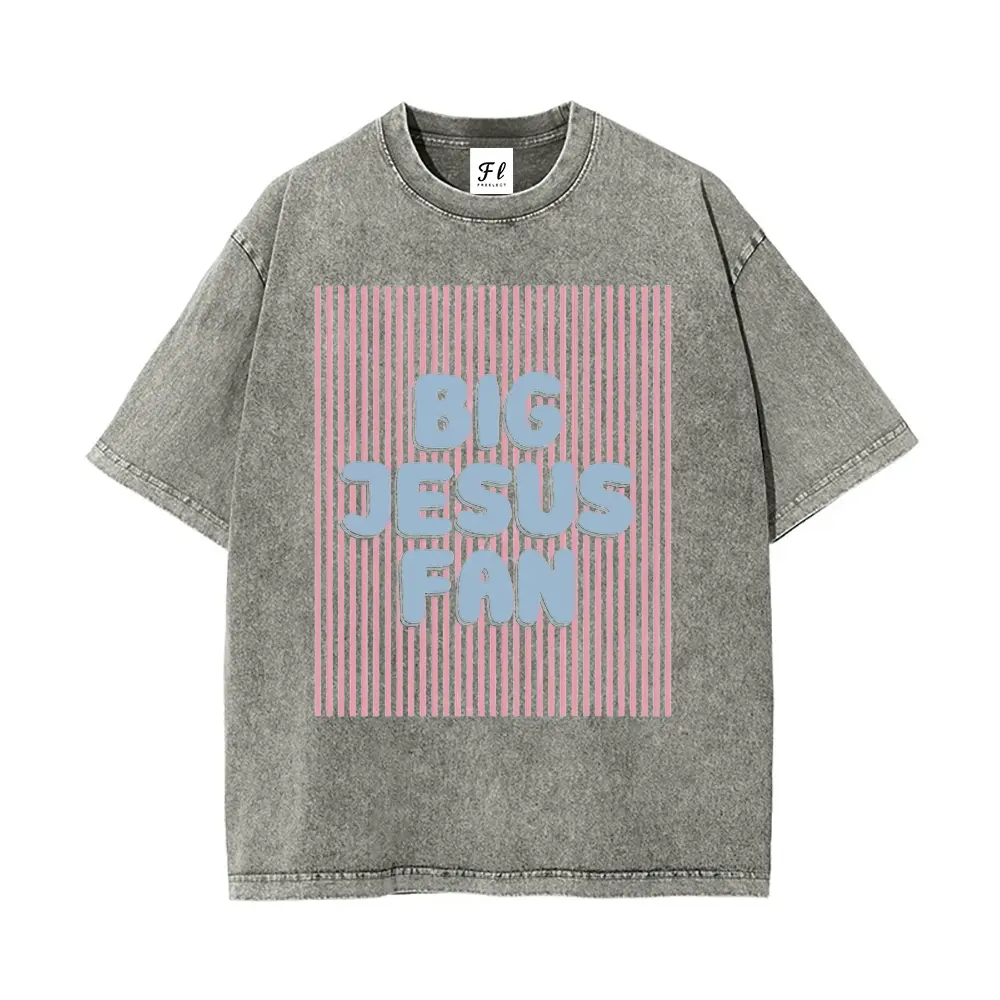Unisex Big Jesus Fan Washed T-Shirt Unisex Casual Oversized Faith