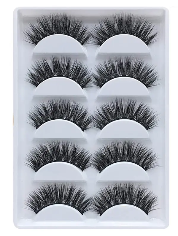 3D False Eyelashes, 5 Pairs Faux Mink Fake Eyelashes Handmade Thick Nature Fluffy Long Lashes Reusable for Makeup