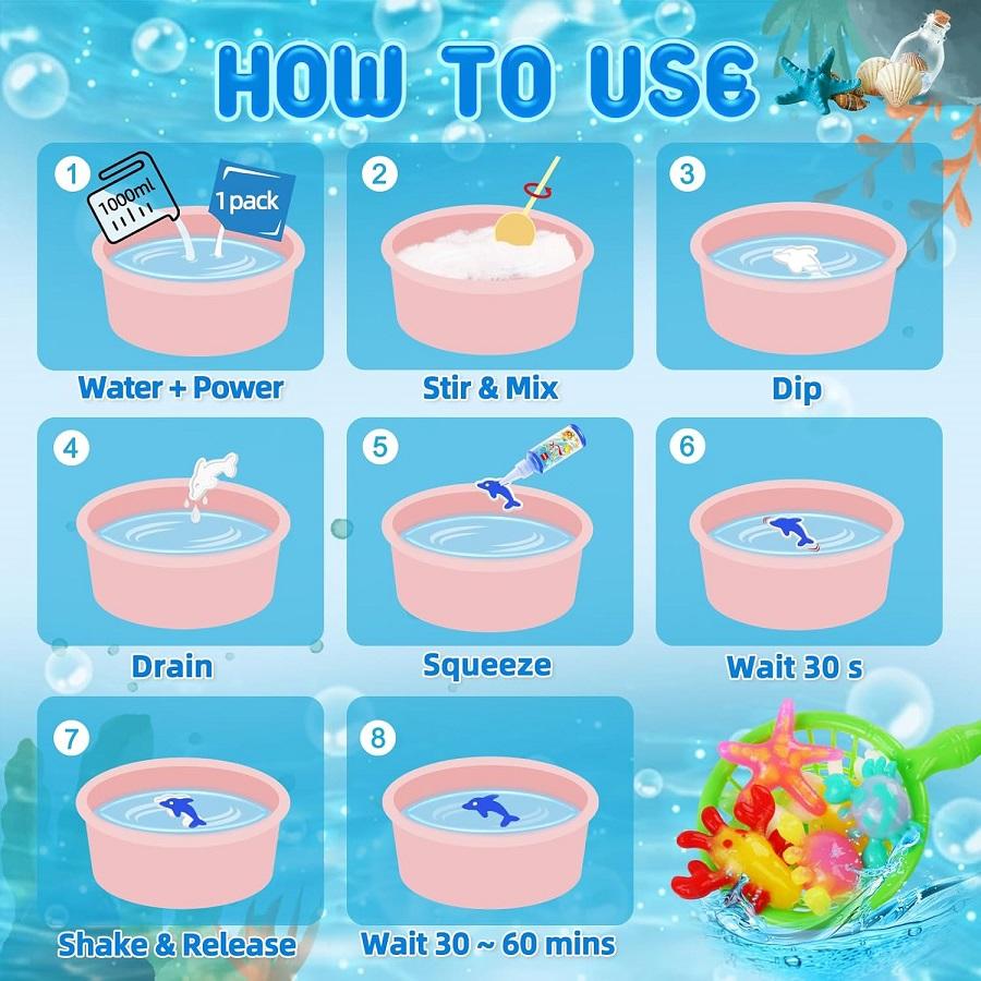 Magic Water Elf Toy Kit for Kids with 20 Gels and Molds, Aqua Fairy,Fun DIY Craft Kit, Squishy Maker, Magic Water Art Kit Favors, Kids Christmas Gifts Crafts Ages 4-8