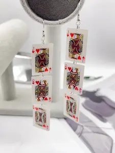 Creative Handmade Poker Card Earrings, Cool Fun Simulated Ear Rings, Cold Style Trendy Accessory, Unique Fashion Jewelry