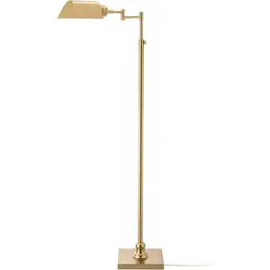 Floor Lamp, Full Range Dimming, Swing Arm Task Lamp, E26 Socket, Bulb Replaceable, Adjustable Height 47" to 55", 360° Rotatable Shade, All-Metal Design, Antique Brass