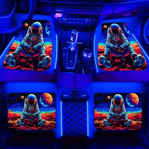 Astronaut Pattern Car Floor Mat, 4 Counts Water-absorbent & Non-slip Car Mat, Universal Car Interior Protective Decoration Mat, Car Interior Accessory