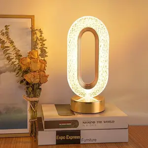 Touch Control 3D Crystal Track LED Night Light, Girls Room Home Decor Aesthetics USB Bedside LED Ambient Table 3D Moon Lamp, Led Lights Bedroom for Christmas Gift