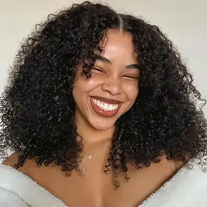 Mscoco Hair Kinky Curly And Bouncy Deep Wave V Part Human Hair Wig Pull Go Drawstring Glueless Wig For Beginners