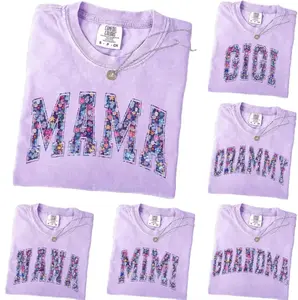 Custom Comfort Colors Mama T-Shirt, Floral Mom Spring Shirt, Personalized Flower Grandma Tee, Floral Nana Auntie Mimi Gigi Grammy Shirt, Mother's Day Gift Shirt