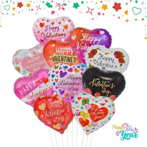 10PCS Valentine’s Day Heart Foil Balloons, “Happy Valentine’s Day” Love Balloons for Romantic Photo Props & Party Decorations