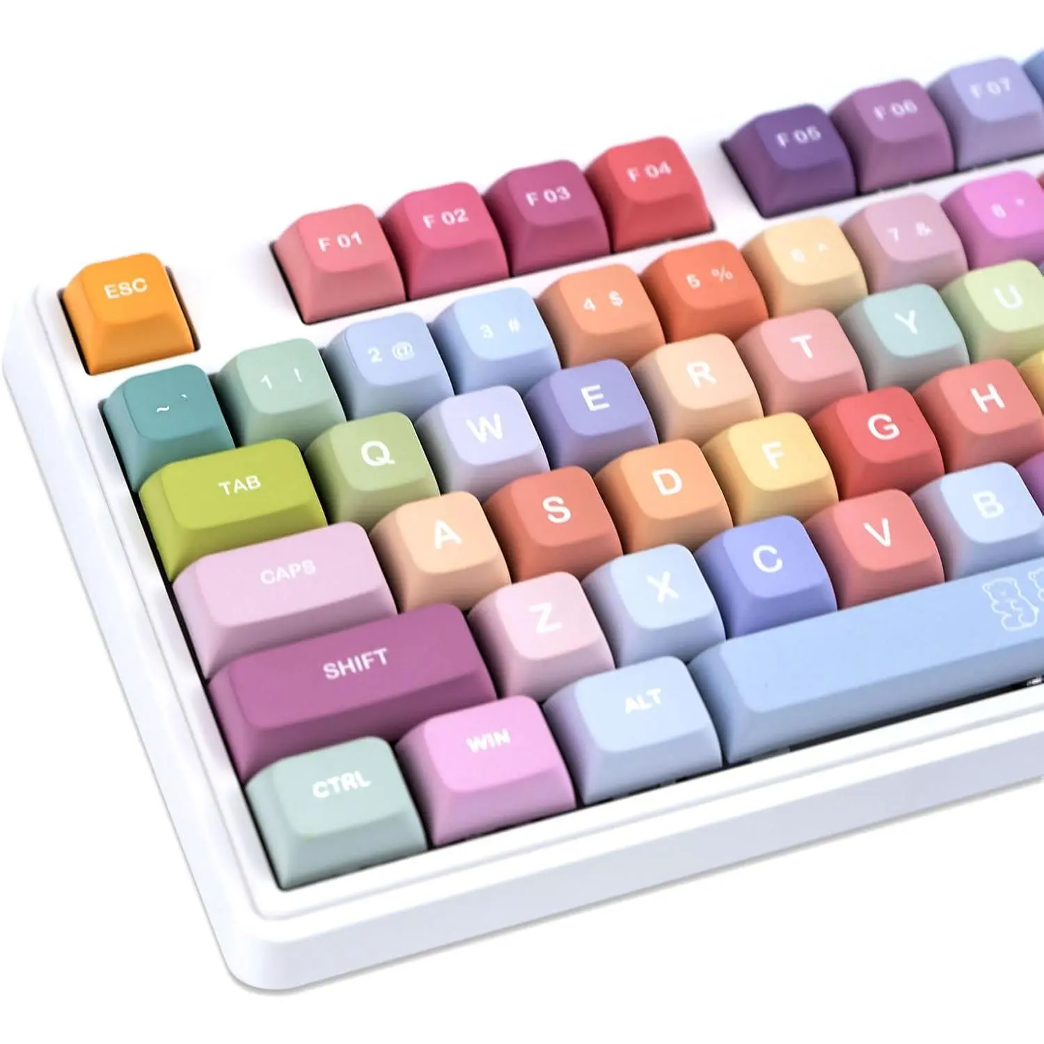 Cute Candy Bear Custom Keycaps Set, 133 Dye Sublimation PBT XDA Profile Keycaps, Compatible Keyboard Covers for Cherry MX Gateron Kailh Switches Mechanical Keyboards 61/64/68/84/87/104/108