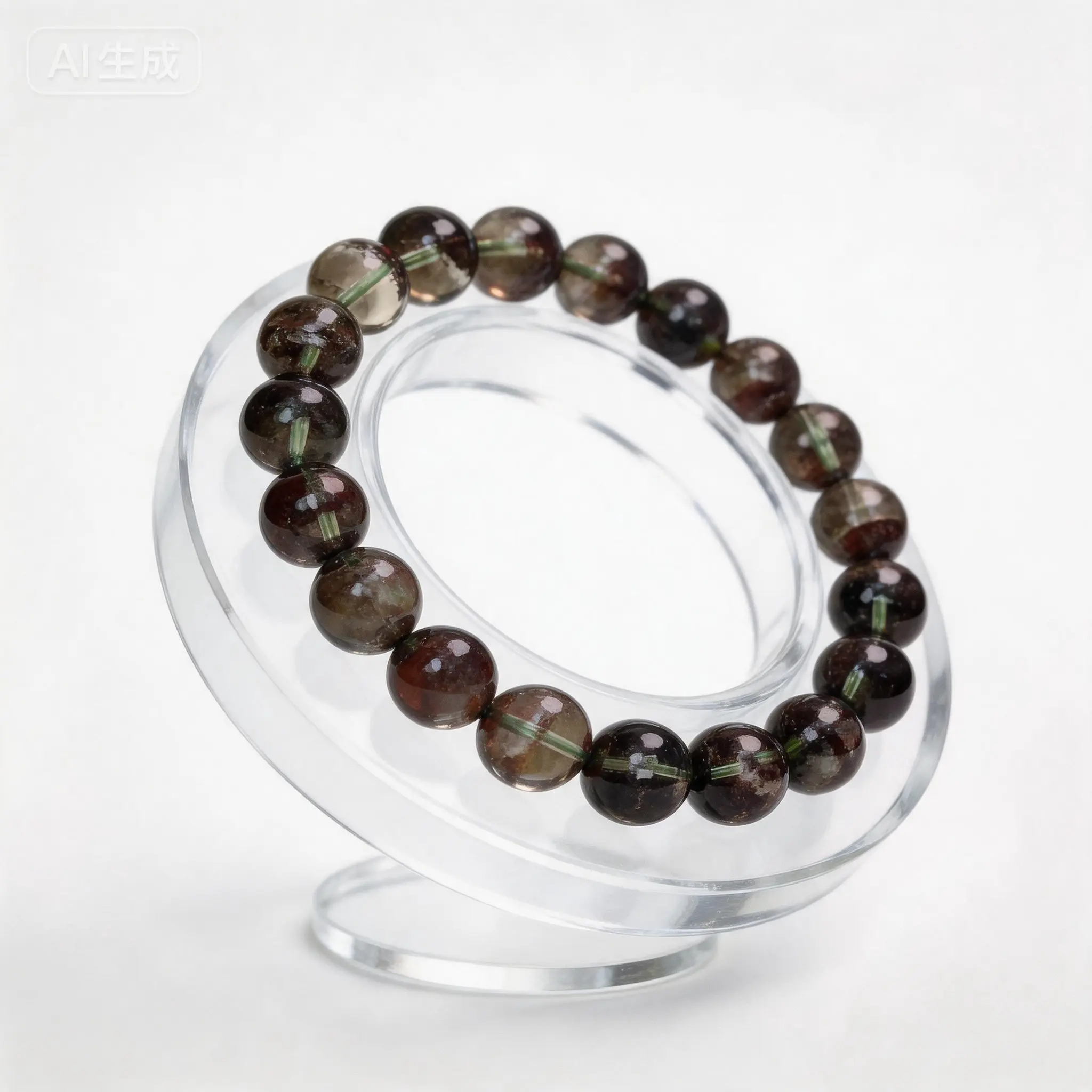 Natural Green Phantom Quartz Bracelet, Polished Beaded Crystal Jewelry for Wealth and Career Luck, Heart Chakra Healing Abundance Gift, Crystals Natural Crystal Bracelets & Anklets, Heart Bracelet Natural Crystal Bracelets & Anklets