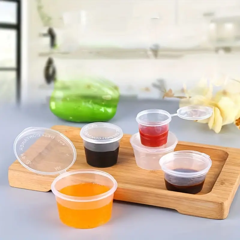 50/100pcs, Disposable Sauce Cup Sauce Box, Takeaway Sauce Packaging Box, Food Grade Plastic Clear Cups