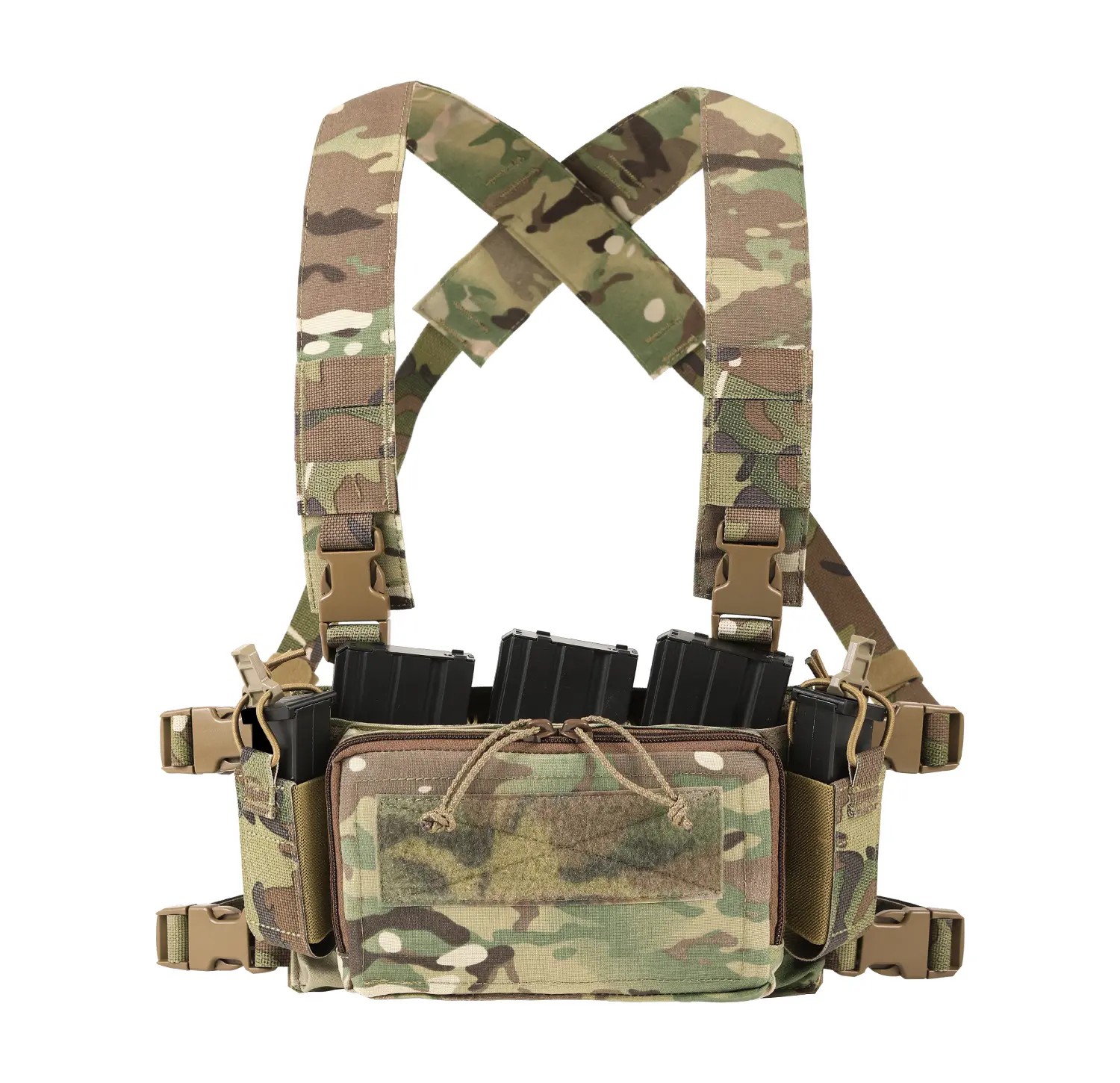 VOTAGOO Micro Chest Rig, Unisex 500D Nylon Tactical Pack with Triple 5.56/7.62 Mag Pouch, Detachable & Adjustable X-Harness for Outdoor, Tactical Equipment, Triple Mag