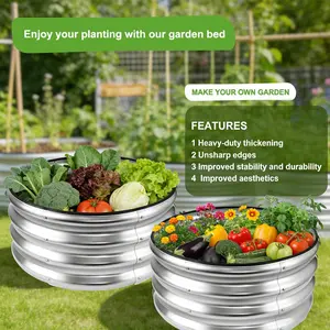 2pc Galvanized Raised 3×3×1ft Planter Boxes Outdoor with Easy Assembly, Round Garden Bed for Vegetables, Fruits, Flowers