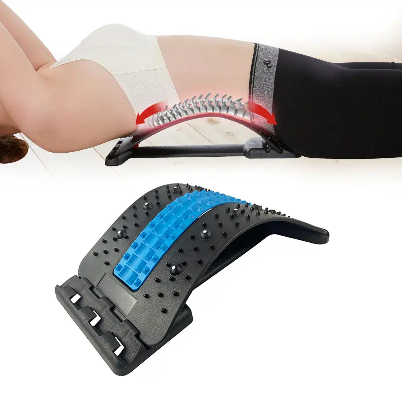 Adjustable Lumbar Traction Device Back Stretcher for Home Office Use with 3 Adjustable Height Levels Ergonomic Arc Design Non Slip Silicone Base summerwins