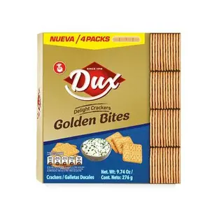 DUX Golden Bites Delight Crackers 4 Pack (9.74 oz Each) – Crispy Snack Crackers – Colombian Biscuits