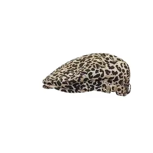 2026 American retro spicy girl leopard print forward hat women's summer thin design niche fashion beret hat duckbill hat