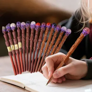 1PC Handmade Crystal Ball Magic Broom Writing Pencil for Halloween Decor, DIY Projects and Kids' School Supplies, Enchanted Energy Gem Accessory