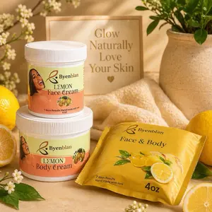 Byenblan lemon Face & Body Cream with Soap  for Soft Radiant Skin - lemon Infused Body Cream for Glowing Look