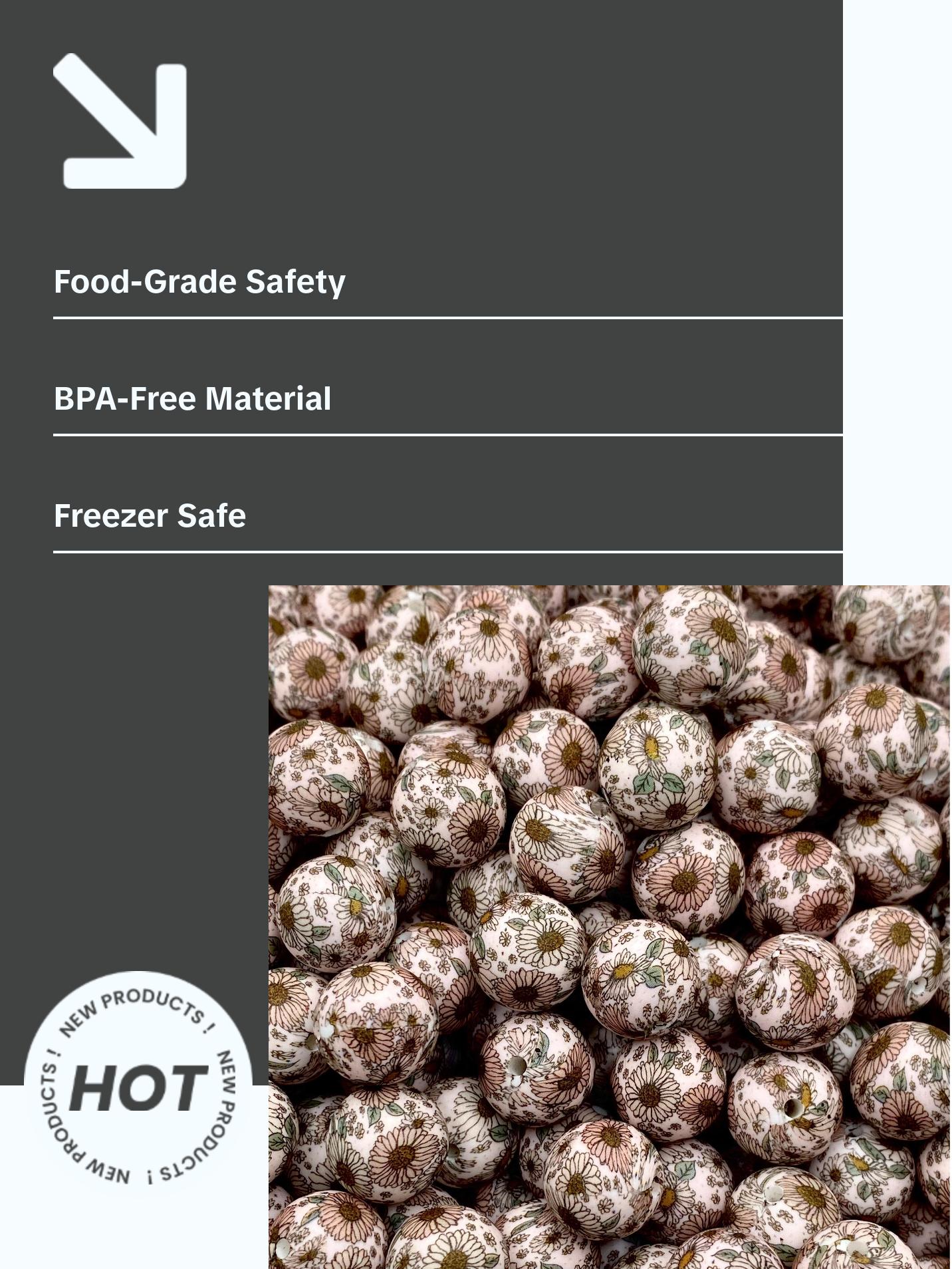 Shine Bright Like A Sunflower Printed Silicone Beads | Sunflower Beads | Flower Beads