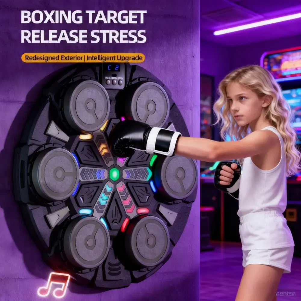 Smart Boxing Training Machine, Interactive Boxing Trainer for Adults & Kids, Bluetooth-compatible Music Sync, LED Data Feedback, Wall-Mounted Space-Saving, Home Gym Office Use, Training Boxing Equipment