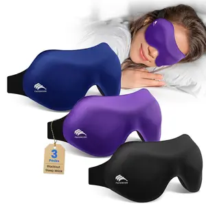 3 Pack Eye Masks for Sleeping: Soft Blackout Sleep Mask for Side Sleepers - 3D Contoured Shape with Zero Pressure Comfort for Women & Men