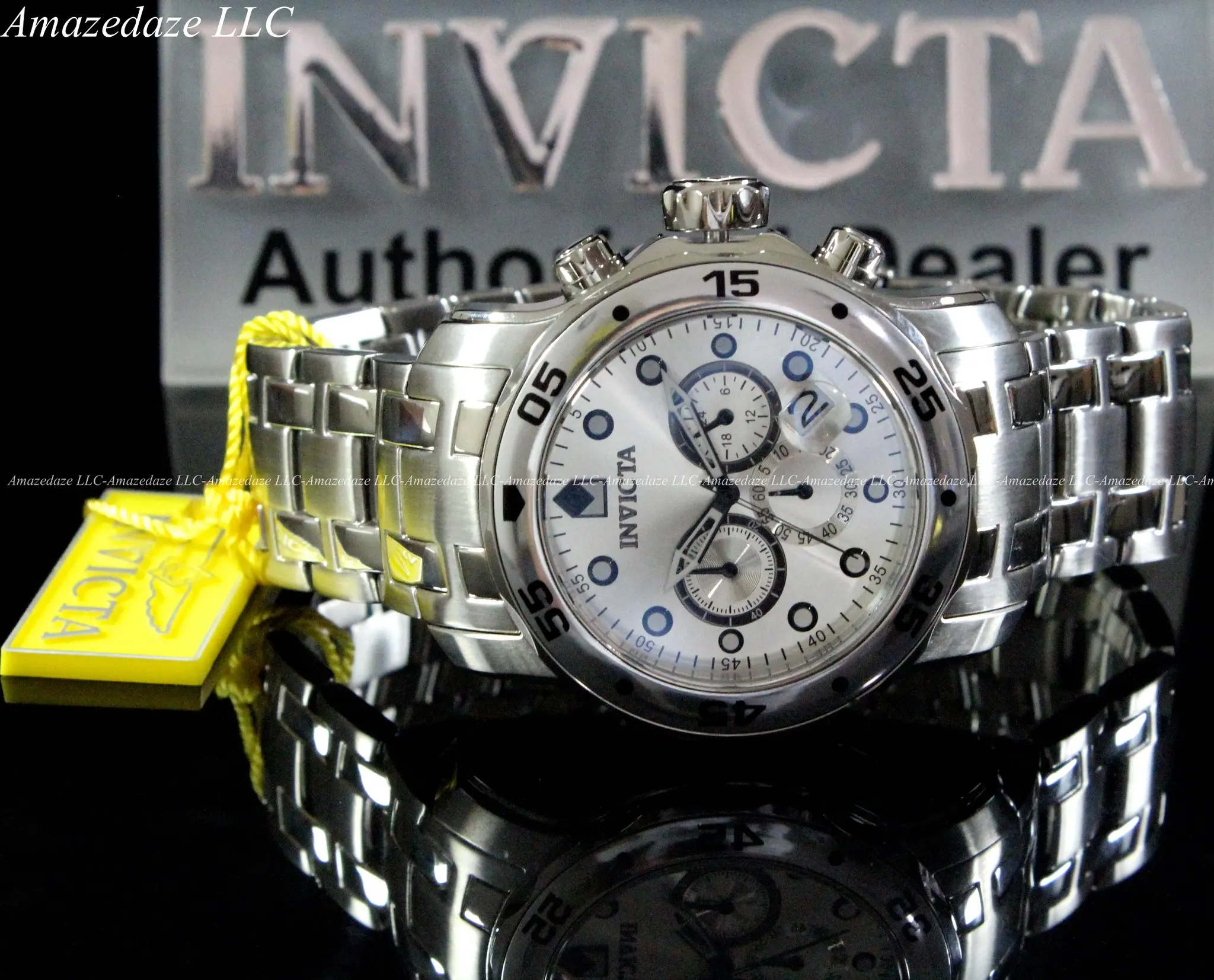 NEW Invicta Men Pro Diver Scuba VD53 Chronograph Stainless St. SILVER DIAL Watch - 0071