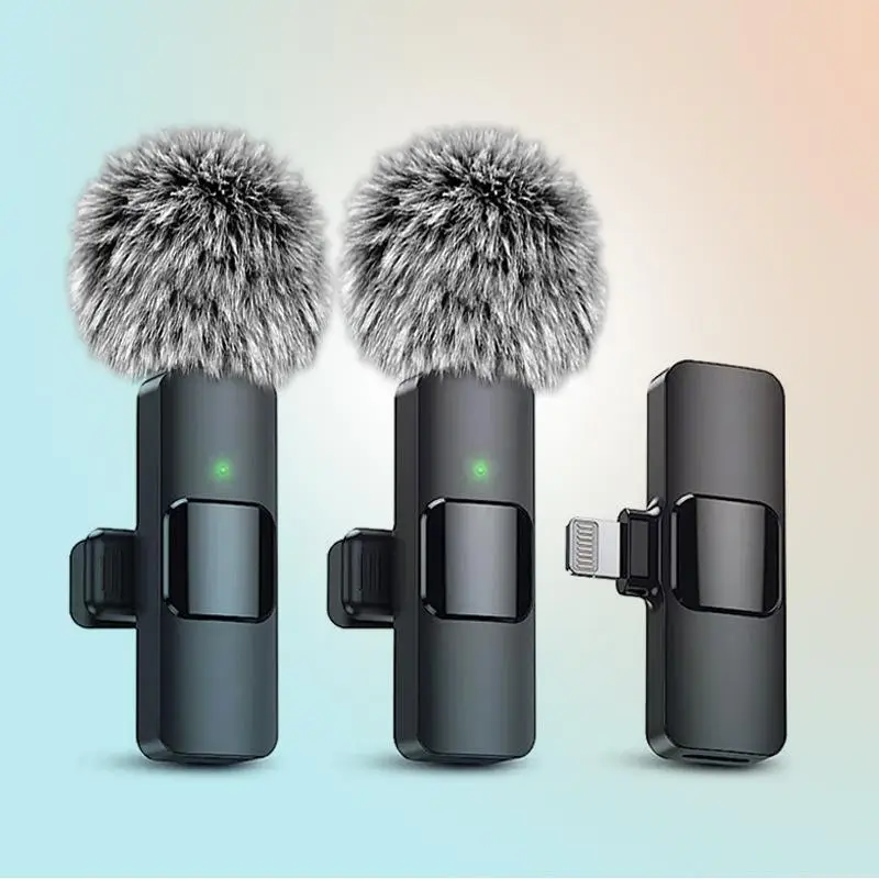 Wireless Microphone for iPhone, iPad, Android, Lavalier Microphone for Video Recording - 2 Pack iPhone Mic Crystal Clear Recording with USB-C for Podc