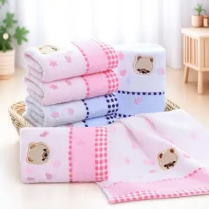Soft Baby Towel Set: Quick-Dry Absorbent Cartoon Embroidery 25x50cm Portable Washcloth for Newborn & Toddler Bath, Swim, Travel - Gentle Skin-Friendly Essential Shower Towels
