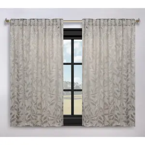 Superior Leaves Room Darkening Curtains with Back Tabs, 52x63