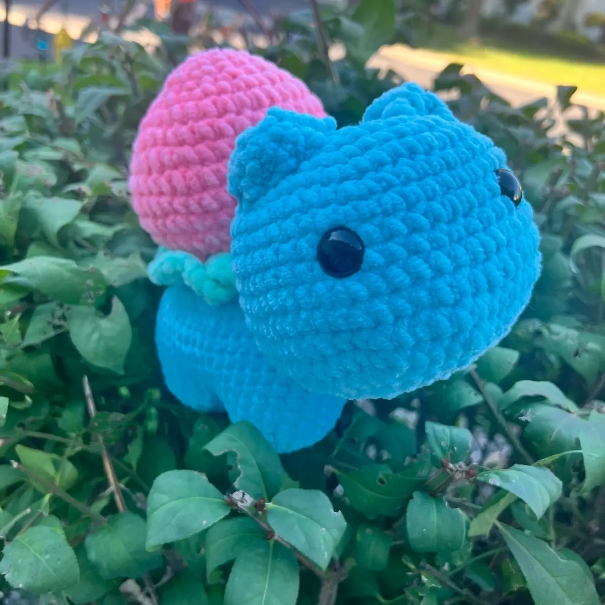 Strawberry Bulbasaur Crochet Plushie - Handmade Stuffed Toy