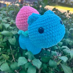 Strawberry Bulbasaur Crochet Plushie - Handmade Stuffed Toy
