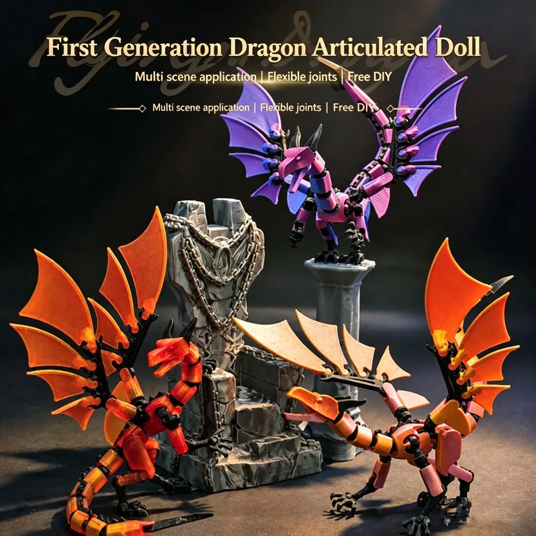 3D Printed Dragon Toy, Articulating Animal Figurines, Articulated Animal Figurines, Multi-Jointed Moveable Wings, Desktop & Home Decoration, Collectible, Figurines For Collectors, Halloween Christmas Gift, Articulating Miniatures, Collectible Figure Decor