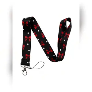 Multicolor Bow Lanyard for ID Cards and Keys, Cute Neck Strap for Credit Cards, Passports, Phone Accessories, Metal Key Ring Gift