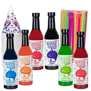 12.7oz Snow Cone Syrups (6 Pack w/Cups and Straws)