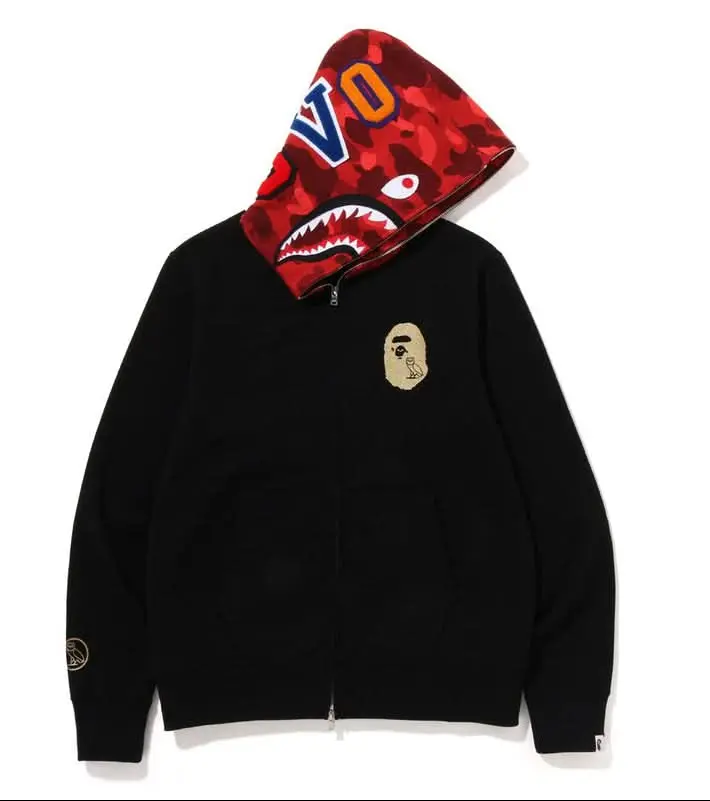 BAPE x OVO Shark Full Zip Hoodie Black