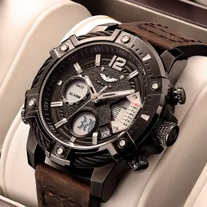 FEICE fashionable men's large dial waterproof luminous wristwatch, high-end multi-functional sports dual-time zone wristwatch,  watch Quartz watches for men