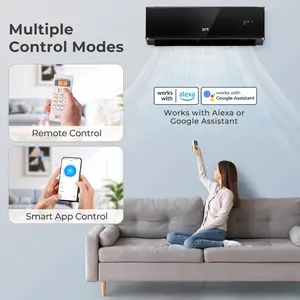 COSTWAY - Energy Star Certified 24000 BTU 21 SEER2 208-230V Mini Split Air Conditioner and Heater Black Wifi Enabled