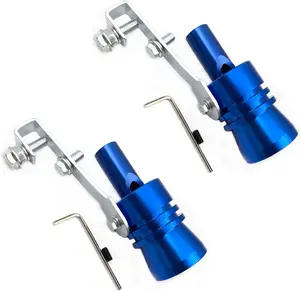 2pcs XL Size Aluminum Alloy Universal Turbo Sound Exhaust Muffler Pipe Whistle Car Roar Maker Blue