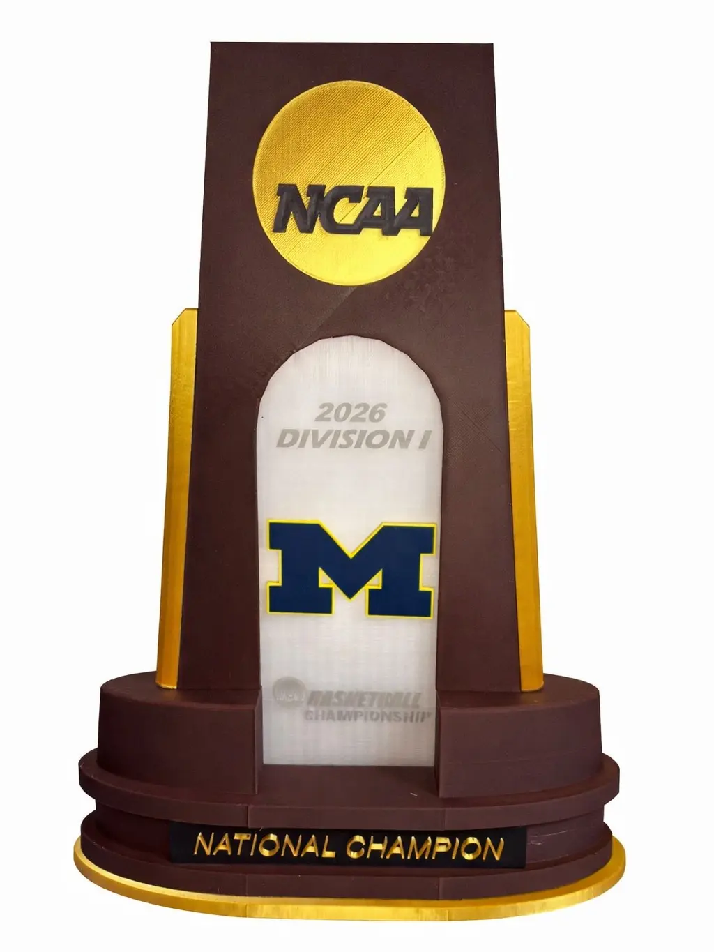 Michigan NCAA 2026 championship trophy replica Michigan NCAA 2026 championship trophy replica
