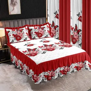 7 Piece Floral Bedding Set with Red and White Design for Bedroom Decor - Perfect for Home Decor