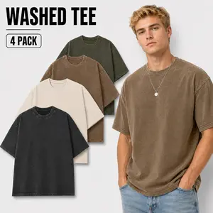 1/4 Pack Oversized Tshirts Unisex Gym Vintage Heavyweight T Shirts Cottonn Workingout Acld Wakesh Bggy Teens