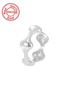 925 Sterling Silver Cuff Ring, Fashion Accessories for Women & Girls, Trendy All-match & Exquisite Jewelry for Birthday Gift