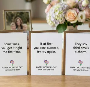 Funny First Born Second Born Third Born Mother's Day Card, Funny Mother's Day Card, Favorite Child Gifts, Handmade Humor Greeting Card for Mom