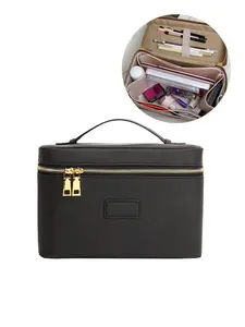 Handheld Makeup Bag, Large Capacity Organizer, Multi-Compartment Design, Travel Essential, Waterproof Material, High-Quality Cosmetic Storage