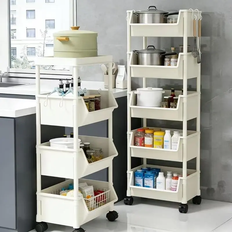 Five Layer Multi-Functional Plastic Durable Storage Rack, Cart with Wheels, Multilayer Organizer, Multifunctional Storage Shelf for Bedroom Kitchen Bathroom Living Room