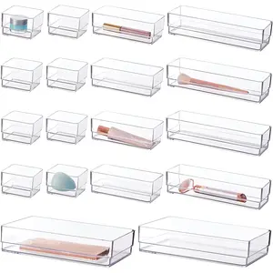 Stori Simplesort 18-Piece Stackable Clear Drawer Organizer Set | Multi-Size Trays | Makeup Vanity Storage Bins and Office Desk Drawer Dividers | Made in USA US Acrylic