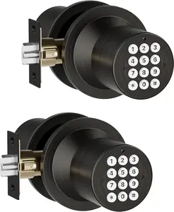Door Knob with Keypad, Keyless Entry Door Lock, Front Door Knob  Proof, Auto Lock, Easy Installation for Home, Office, Apartment, Garage , Oil Rubbed Bronze 2 Pack