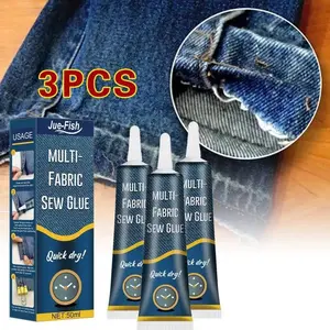 3 Counts 50ML Fast Tack Bonding Glue, High Quality Multifunctional Secure Sew Glue, Liquid Fast Tack Bonding Repair for Clothes Shoes Denim Leather