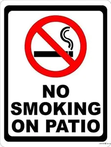 New Street Sign Warning Plaque Wall Decor No Smoking On Patio Inform of Smoking Rules Sign Courtyard Decoration Office Sign Outdoor & Indoor Safety Aluminum Sign 8 X 12 Inch
